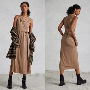 Anthropologie Porridge Taupe Wrap Maxi dress